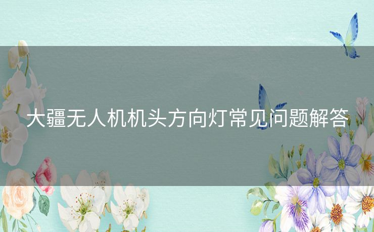 大疆无人机机头方向灯常见问题解答
