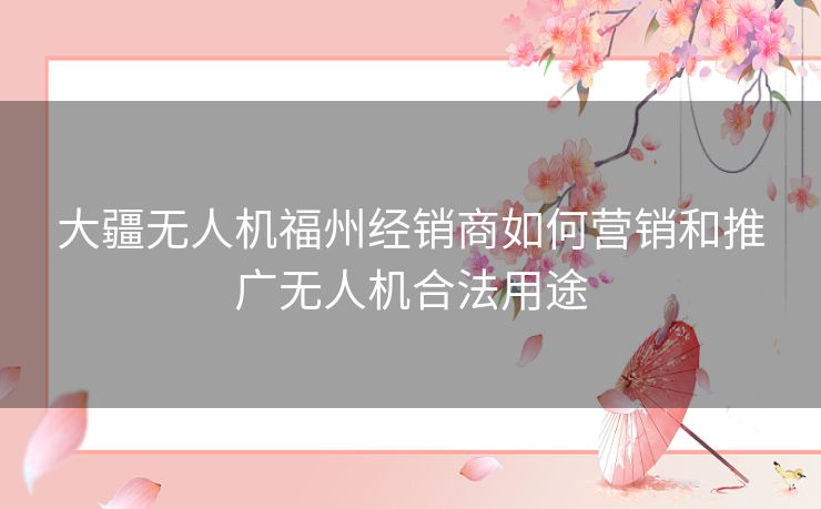 大疆无人机福州经销商如何营销和推广无人机合法用途