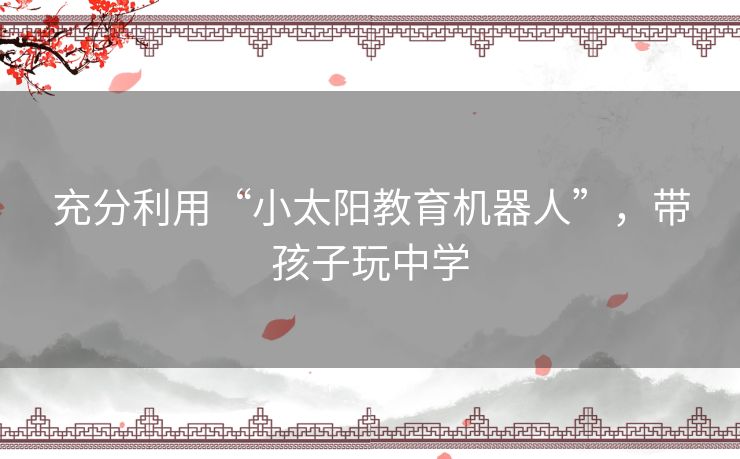 充分利用“小太阳教育机器人”，带孩子玩中学