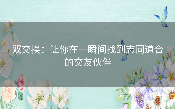 双交换：让你在一瞬间找到志同道合的交友伙伴