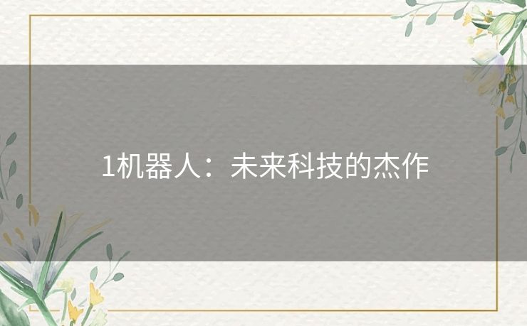 1机器人：未来科技的杰作