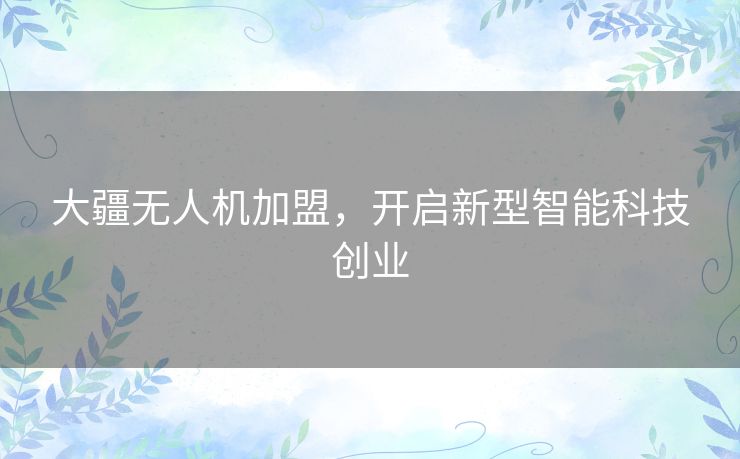 大疆无人机加盟，开启新型智能科技创业