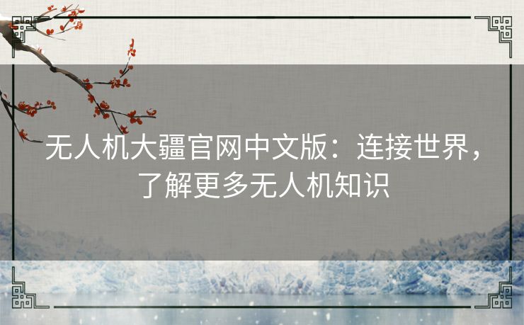 无人机大疆官网中文版：连接世界，了解更多无人机知识