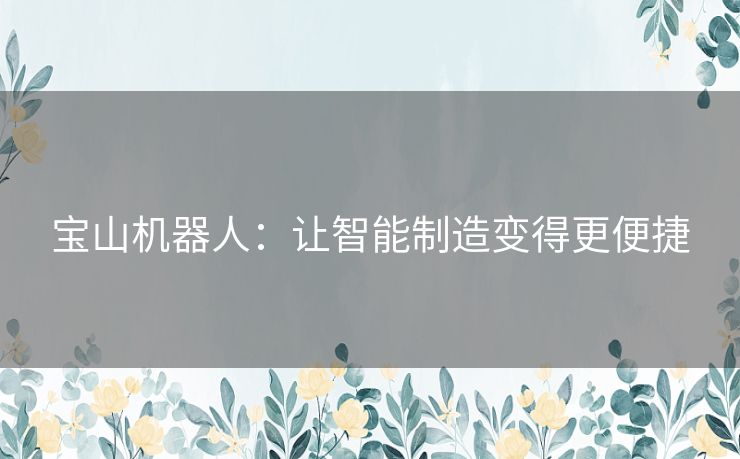 宝山机器人：让智能制造变得更便捷
