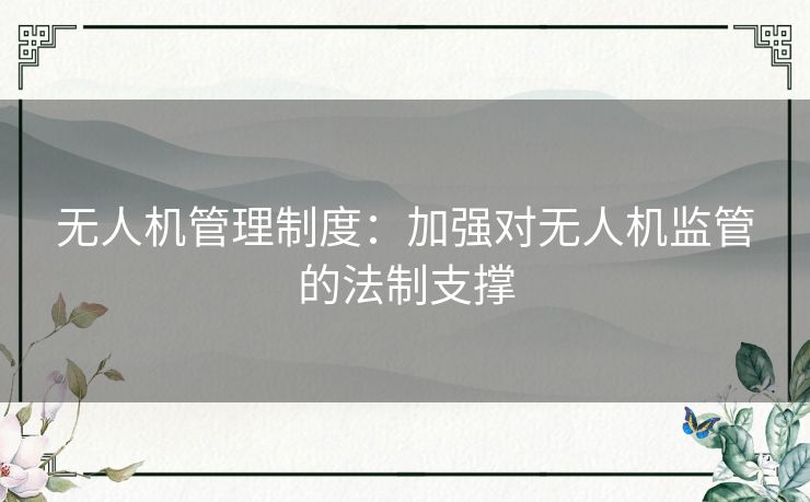 无人机管理制度：加强对无人机监管的法制支撑