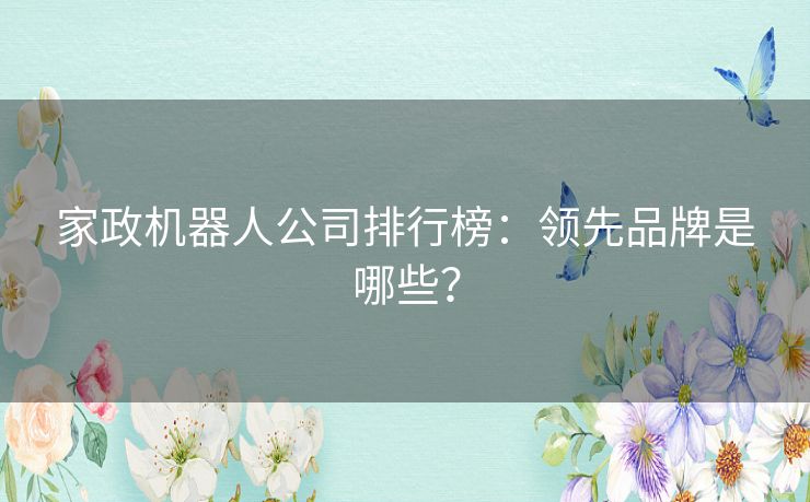 家政机器人公司排行榜：领先品牌是哪些？