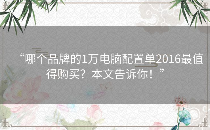 “哪个品牌的1万电脑配置单2016最值得购买？本文告诉你！”