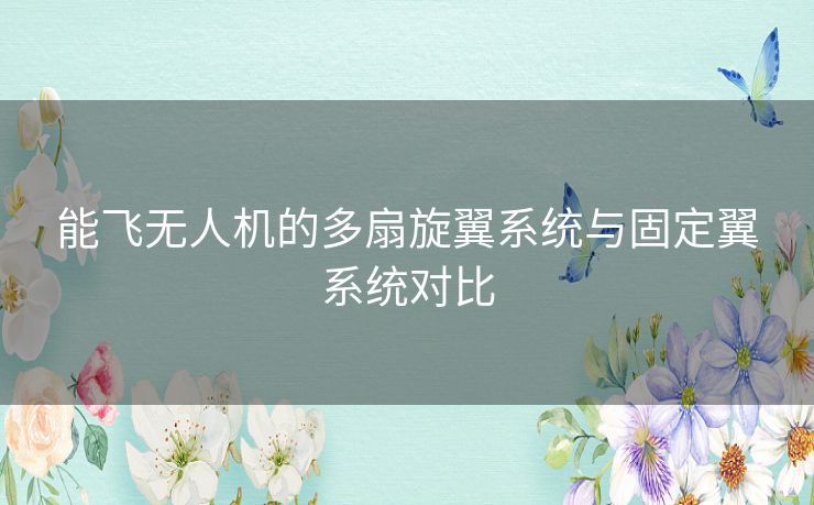 能飞无人机的多扇旋翼系统与固定翼系统对比