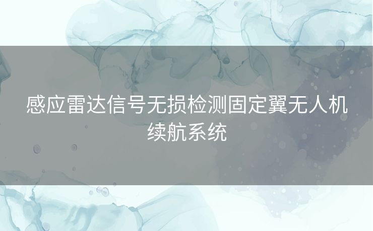 感应雷达信号无损检测固定翼无人机续航系统