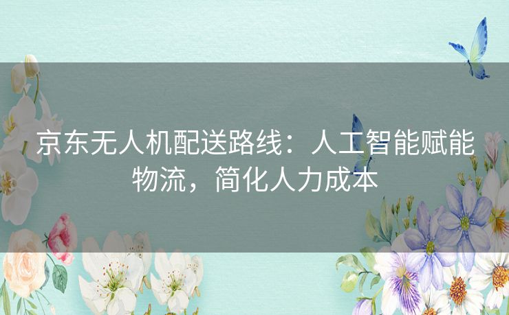 京东无人机配送路线：人工智能赋能物流，简化人力成本