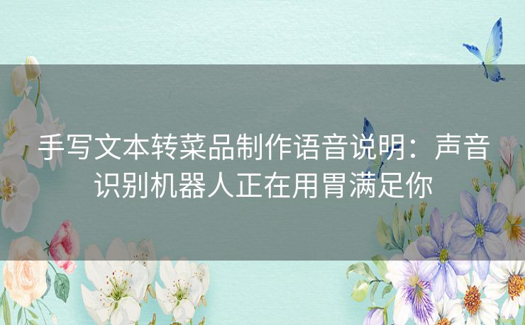 手写文本转菜品制作语音说明：声音识别机器人正在用胃满足你