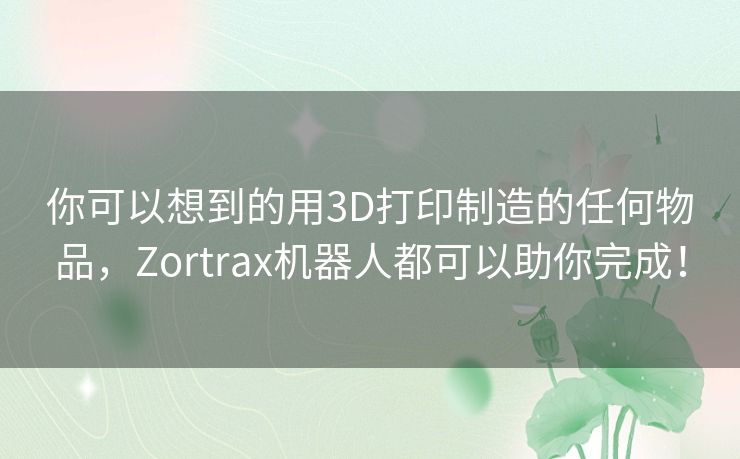 你可以想到的用3D打印制造的任何物品，Zortrax机器人都可以助你完成！
