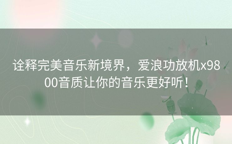 诠释完美音乐新境界，爱浪功放机x9800音质让你的音乐更好听！