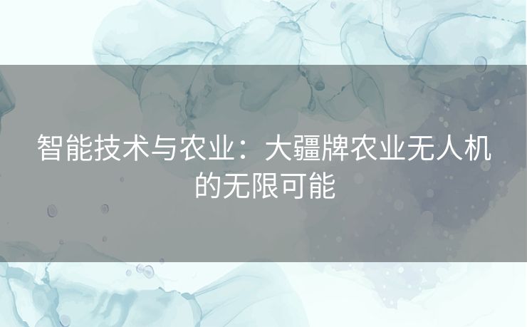 智能技术与农业：大疆牌农业无人机的无限可能