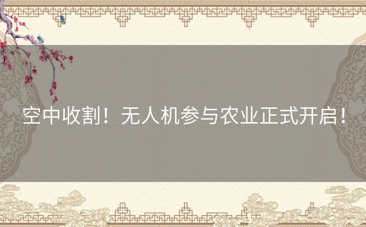 空中收割！无人机参与农业正式开启！