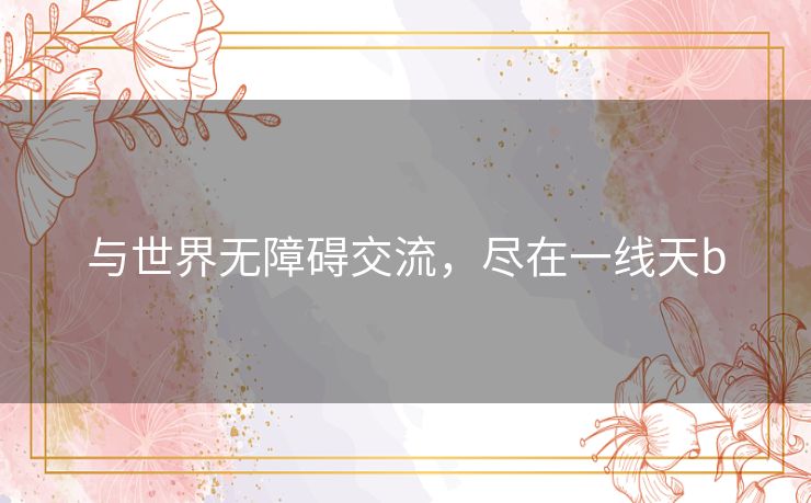 与世界无障碍交流，尽在一线天b