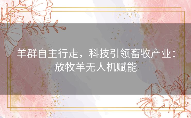 羊群自主行走，科技引领畜牧产业：放牧羊无人机赋能