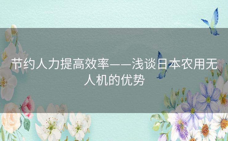 节约人力提高效率——浅谈日本农用无人机的优势