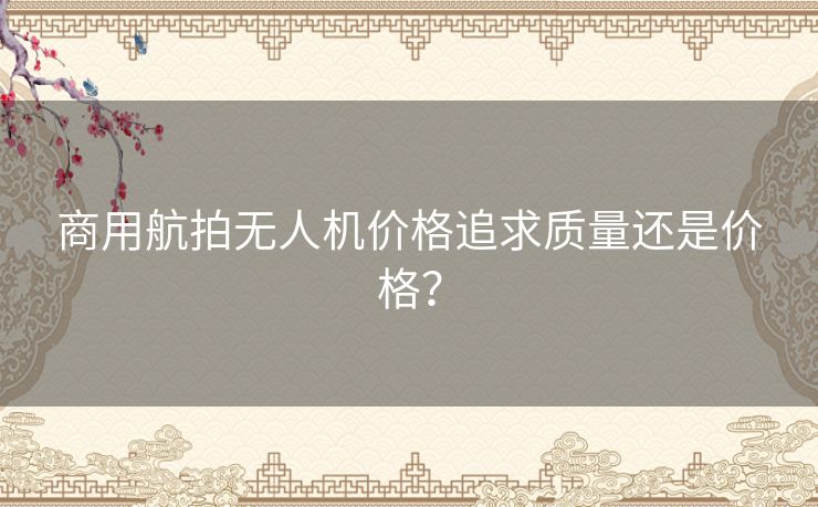 商用航拍无人机价格追求质量还是价格？