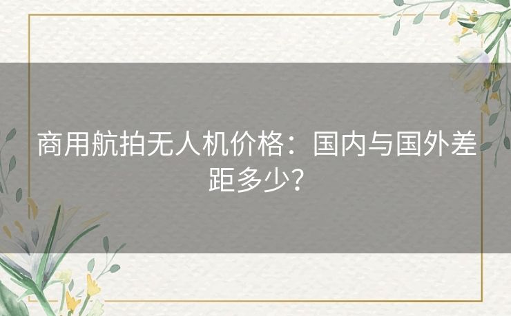 商用航拍无人机价格：国内与国外差距多少？