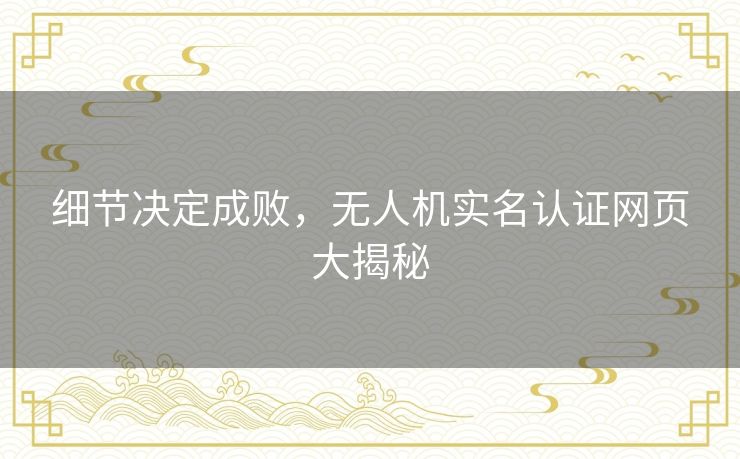 细节决定成败，无人机实名认证网页大揭秘