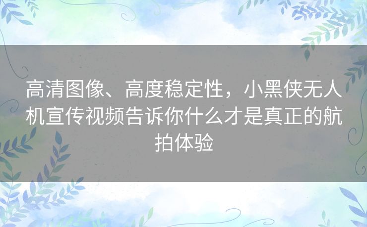 高清图像、高度稳定性,小黑侠无人机宣传视频告诉你什么才是真正的航拍体验 高清图像、高度稳定性,小黑侠无人机宣传视频告诉你什么才是真正的航拍体验