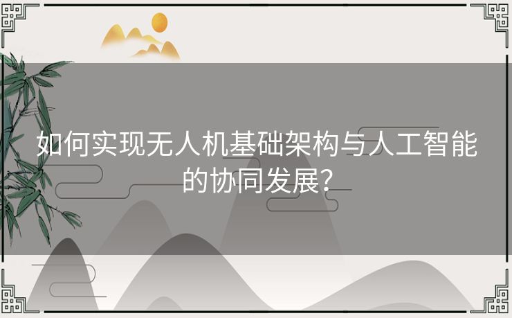 如何实现无人机基础架构与人工智能的协同发展？