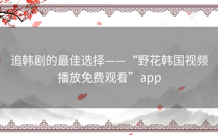 追韩剧的最佳选择——“野花韩国视频播放免费观看”app