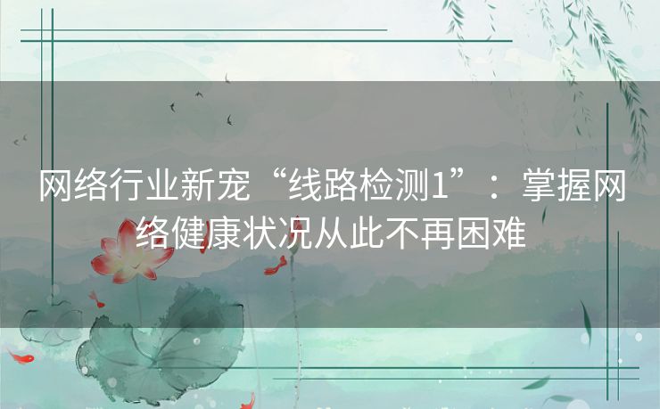 网络行业新宠“线路检测1”：掌握网络健康状况从此不再困难