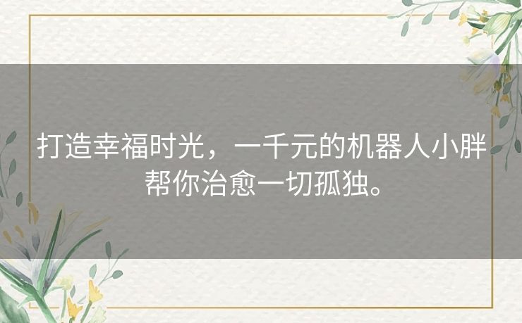 打造幸福时光，一千元的机器人小胖帮你治愈一切孤独。