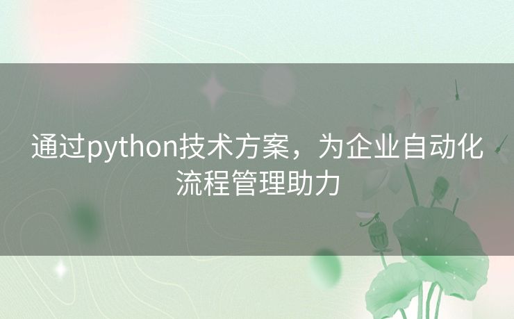 通过python技术方案，为企业自动化流程管理助力