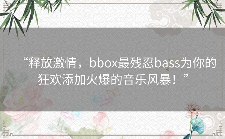 “释放激情，bbox最残忍bass为你的狂欢添加火爆的音乐风暴！”