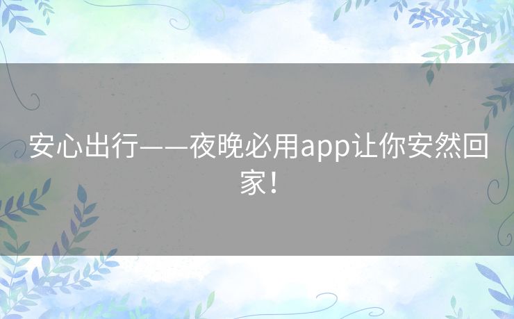 安心出行——夜晚必用app让你安然回家！