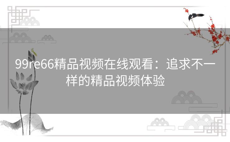 99re66精品视频在线观看：追求不一样的精品视频体验