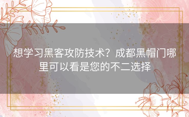 想学习黑客攻防技术？成都黑帽门哪里可以看是您的不二选择