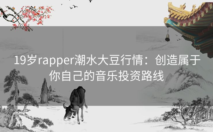19岁rapper潮水大豆行情：创造属于你自己的音乐投资路线