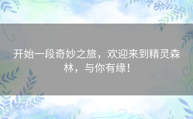 开始一段奇妙之旅，欢迎来到精灵森林，与你有缘！