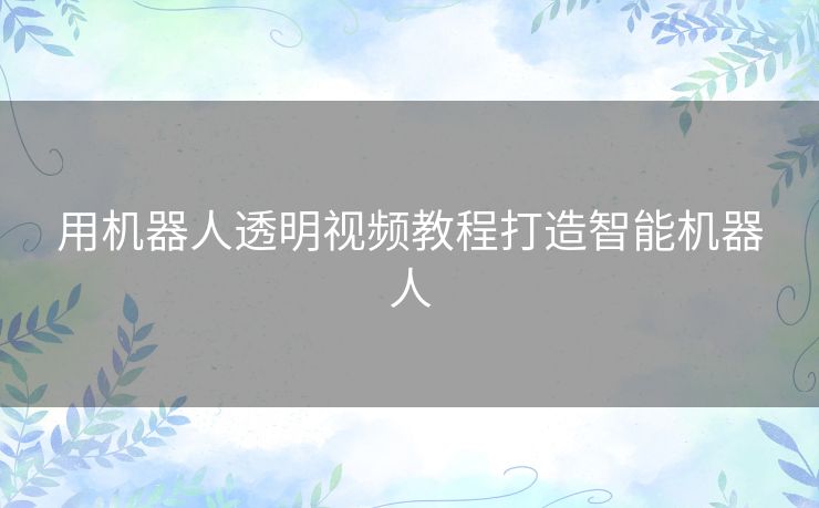 用机器人透明视频教程打造智能机器人