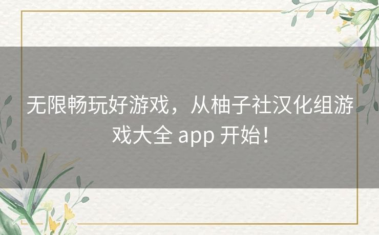 无限畅玩好游戏,从柚子社汉化组游戏大全 app 开始! 无限畅玩好游戏,从柚子社汉化组游戏大全 app 开始!