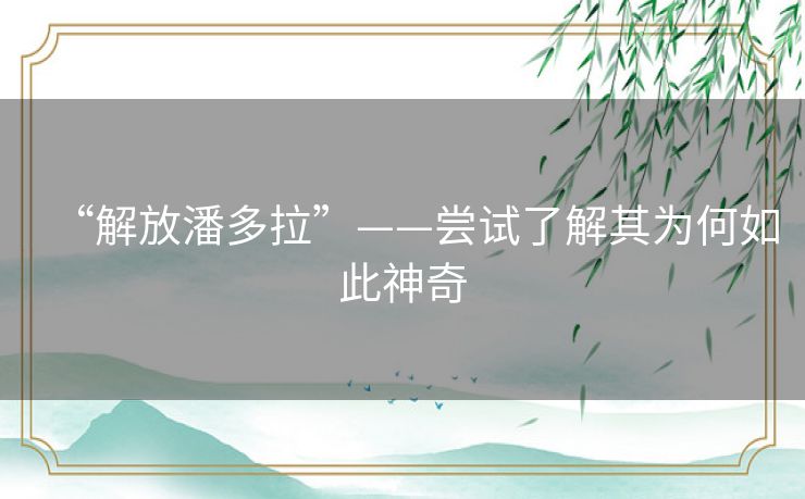 “解放潘多拉”——尝试了解其为何如此神奇