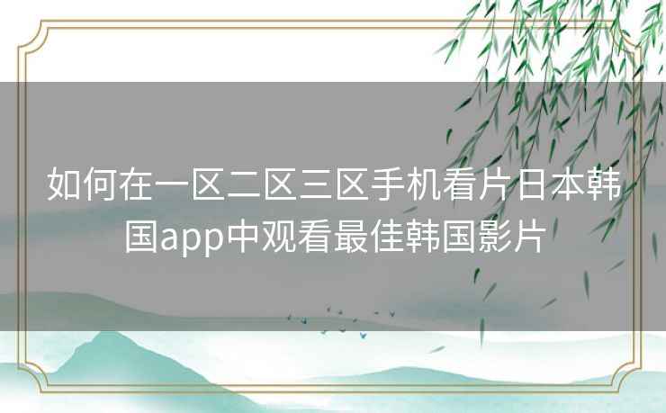 如何在一区二区三区手机看片日本韩国app中观看最佳韩国影片