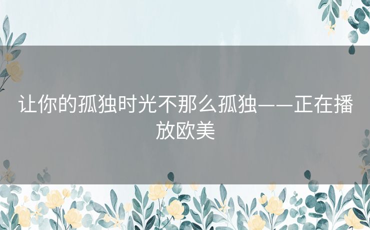 让你的孤独时光不那么孤独——正在播放欧美