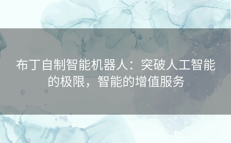 布丁自制智能机器人：突破人工智能的极限，智能的增值服务