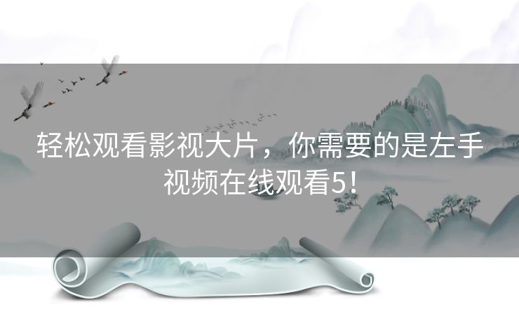轻松观看影视大片，你需要的是左手视频在线观看5！