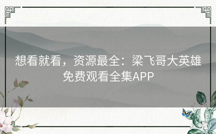 想看就看，资源最全：梁飞哥大英雄免费观看全集APP
