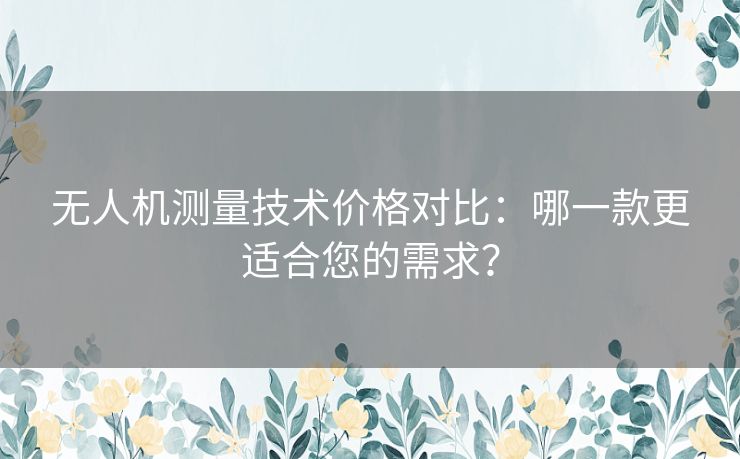无人机测量技术价格对比：哪一款更适合您的需求？
