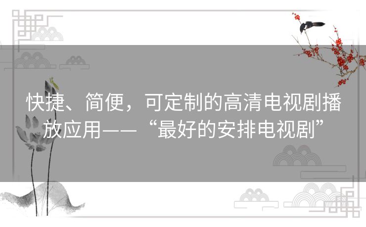 快捷、简便，可定制的高清电视剧播放应用——“最好的安排电视剧”