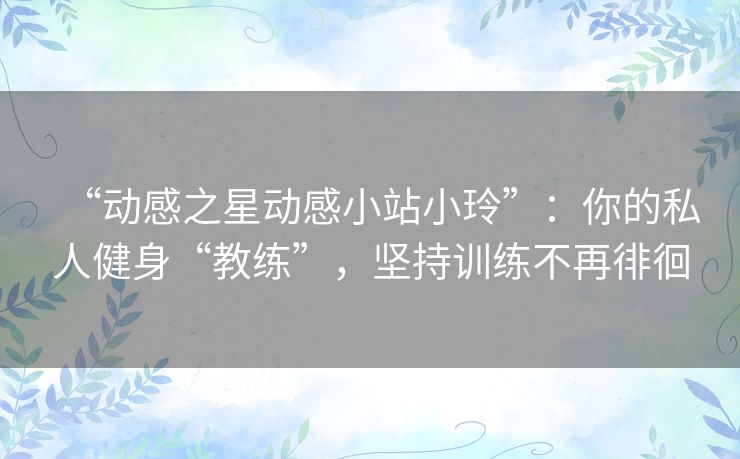“动感之星动感小站小玲”:你的私人健身“教练”,坚持训练不再徘徊 “动感之星动感小站小玲”:你的私人健身“教练”,坚持训练不再徘徊