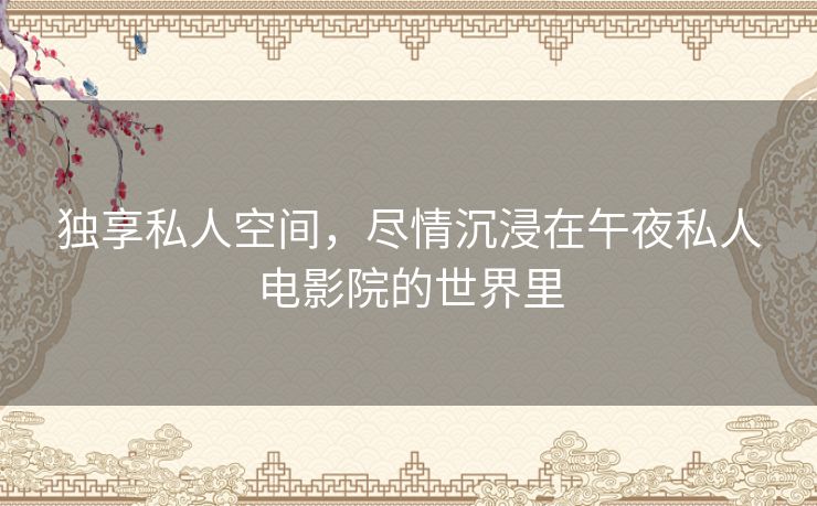独享私人空间，尽情沉浸在午夜私人电影院的世界里