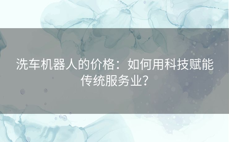 洗车机器人的价格：如何用科技赋能传统服务业？